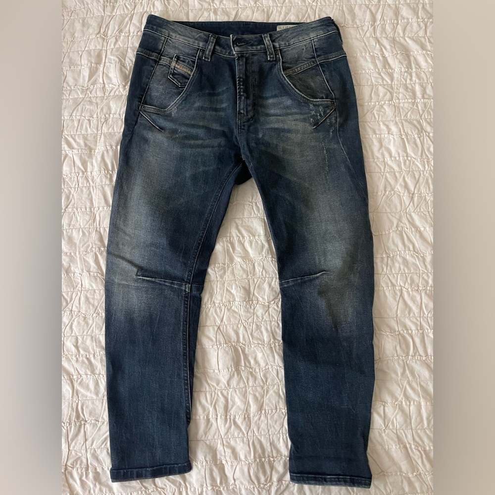 Diesel Woman’s Fayza Relaxed Jeans in Faded Blue (drop crotch)